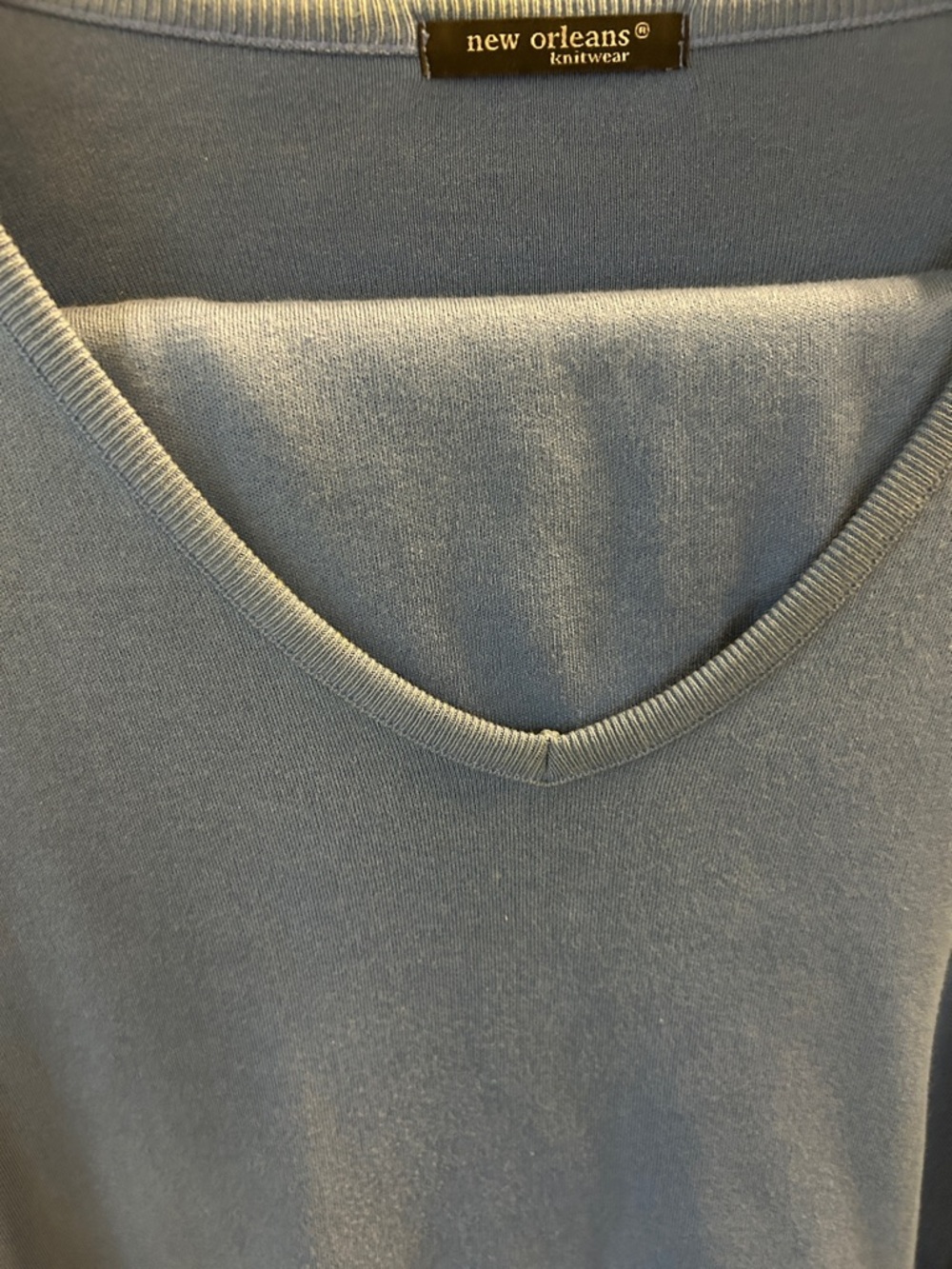 New Orleans Knitwear Women's V-Neck Sweater in Pale Blue